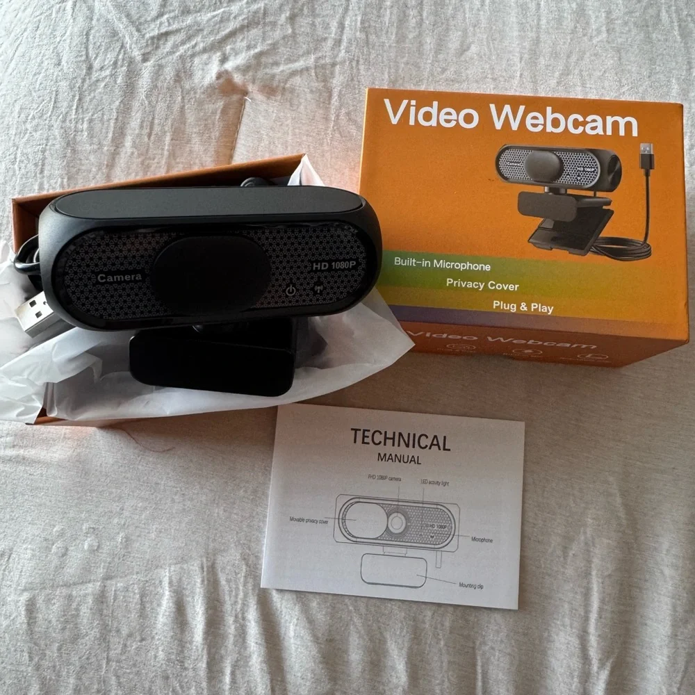 HD 1080P Video Webcam with Built-in Microphone